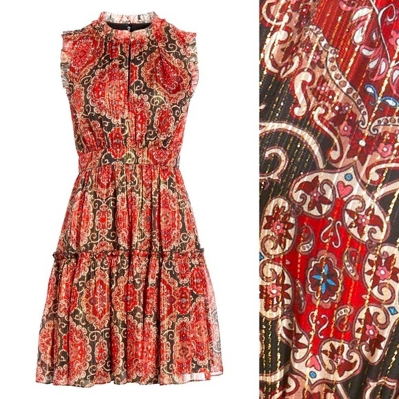 Kate Spade Medallion Metallic Mini Dress, Black Multi, size 0 LIKE NEW - Picture 2 of 8